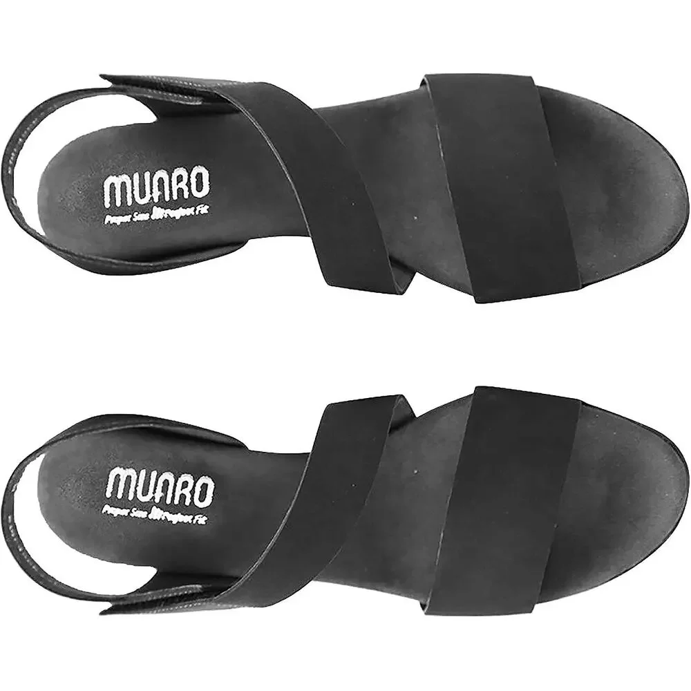 Munro Lucia Black Nubuck Heel Sandals Comfort Walking Dress Shoes Size 7